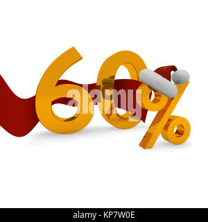 60 percento di sconto concetto con un nastro rosso e Santa's hat Foto Stock