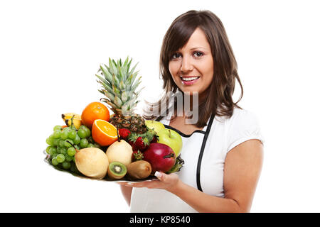 Giovane donna con frutti,giovane donna con frutti,giovane donna con frutti,giovane donna con frutti,giovane donna con frutti,giovane donna con frutti,giovane donna con frutti,giovane donna con frutta Foto Stock