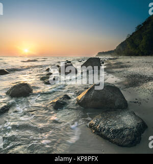 Tramonto sul Mar Baltico da Binz resort sull'isola di Rügen, Germania Foto Stock