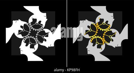 Abstract di intelligenza collettiva del team logo di lavoro Illustrazione Vettoriale