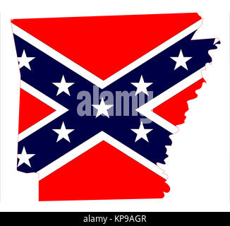 Mappa Arkansas e Bandiera Confederate Foto Stock