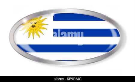 Uruguay bandiera Pulsante Ovale Foto Stock