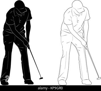 Giocatore di golf silhouette - vettore Illustrazione Vettoriale