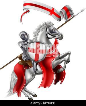 Saint George cavaliere medievale a cavallo Illustrazione Vettoriale