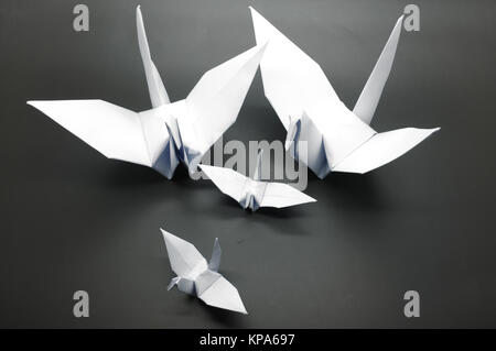 Bianco gru origami, bird, carta Foto Stock