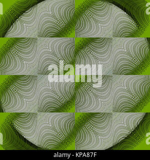 Abstract sfondo geometrico, ellisse perfetta e piazze pattern, lacci elegante in grigio chiaro e luminose sfumature di verde, ornate ed esteso Foto Stock