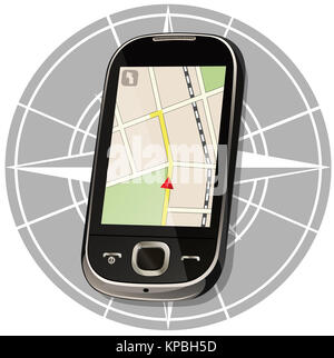 Vista 3D di una navigazione della mappa su una tavoletta grafica Foto Stock