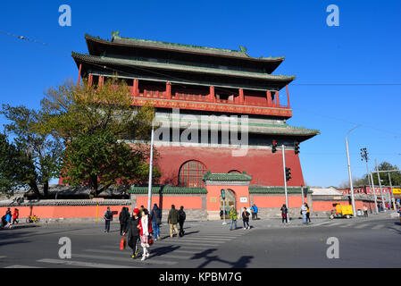 Pechino, Cina - Nov 14,2017:la Torre del Tamburo a Pechino, Cina. Foto Stock