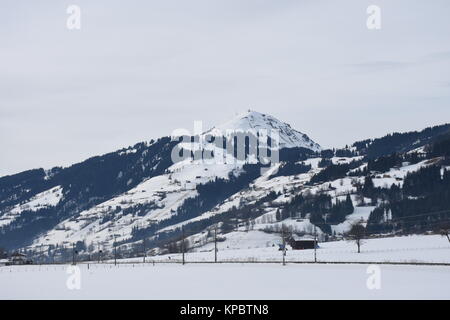 Brixental, Hohe Salve, Berg, mittente, Mast, Inverno, Turismo, Brixen im Thale Foto Stock