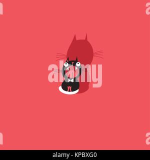 Vector funny kitten segno su sfondo rosso Illustrazione Vettoriale