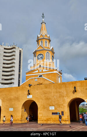 Torre orologio Torre del Reloj, Cartagena de Indias, Colombia, Sud America Foto Stock
