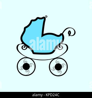 Baby blue vintage pram Foto Stock