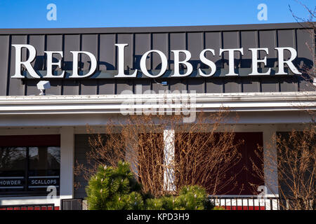Harrisburg, PA - Gennaio 1, 2017: segno esterno e il logo di Red Lobster Pesce Ristorante della Catena che opera oltre 700 sedi in tutto il mondo. Foto Stock