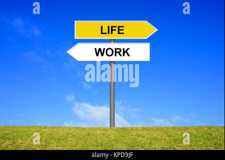 Segno segnaletica mostra lifework Foto Stock