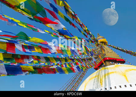 Bodnath il più grande stupa in Nepal Durbar Square Kathmandu Foto Stock