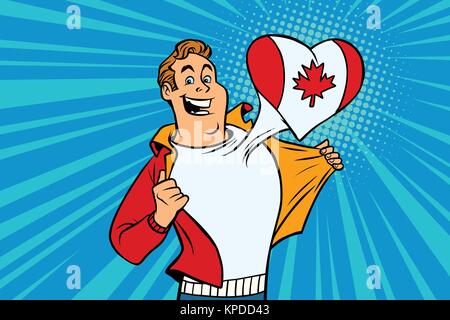 Canada patriot maschio ventola sport bandiera cuore Illustrazione Vettoriale