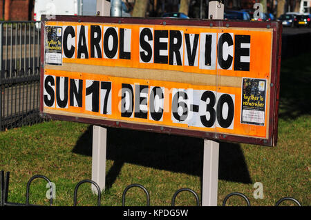 Carol service sign UK Foto Stock