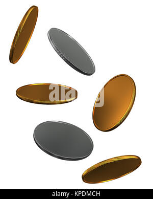 Mix Oro Argento monete cadere Foto Stock