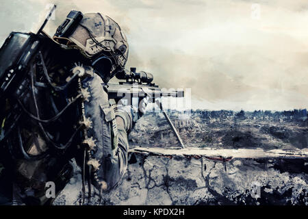 Il futuristico army sniper Foto Stock