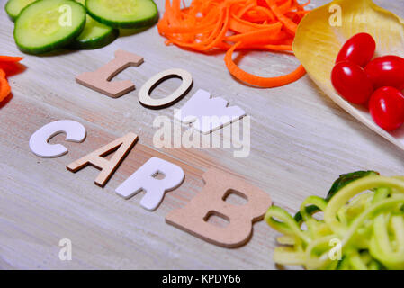 Low Carb vegetali testo lettera Foto Stock
