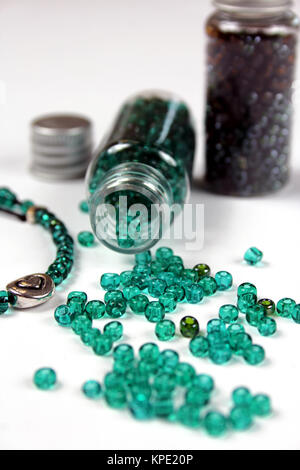 Perline di vetro turchesi Foto Stock