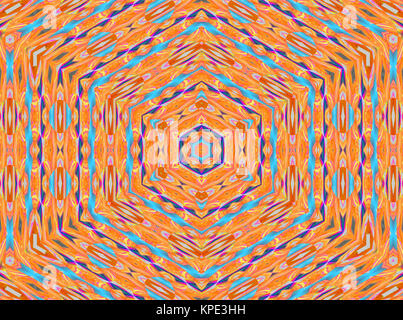Geometrica astratta sfondo senza giunture. Giallo arancione motivo esagonale con il turchese blu, viola, grigio chiaro e rosa elementi. Foto Stock
