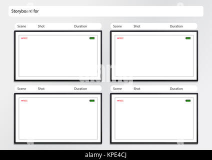 Il mirino della fotocamera modello di storyboard 4 frame Foto Stock