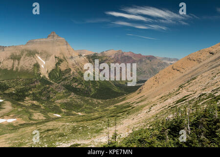 La vista dal divario Triple Pass nel Parco Nazionale di Glacier, Montana Foto Stock