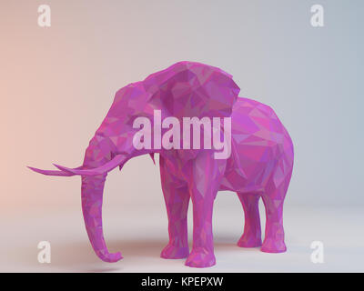 3D bassa rosa poli (l'Elefante) Foto Stock