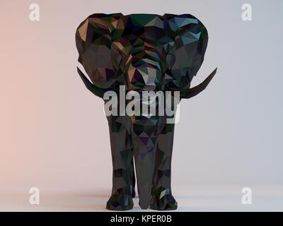 3D nero a bassa poli (l'Elefante) Foto Stock