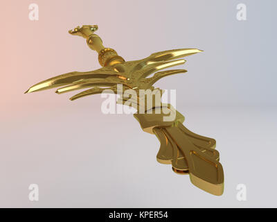 Fantasy dettagliate in 3d Golden spada Foto Stock