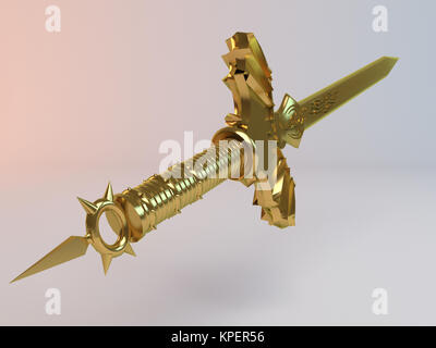 Fantasy dettagliate in 3d Golden spada Foto Stock