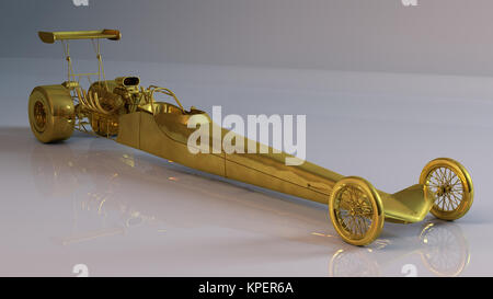 Golden oggetto 3D (strana lunga auto racing) Foto Stock
