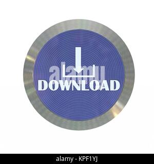 Pulsante di download gratuito - isolato su bianco Foto Stock
