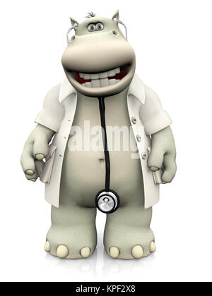 Cartoon sorridente ippona medico. Foto Stock