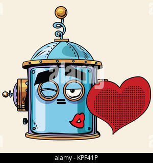 Emoticon amore kiss emoji testa robot emozione smiley Foto Stock