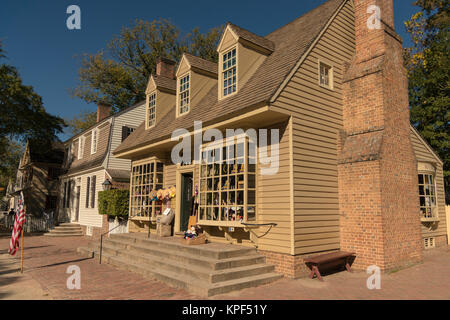 Wm. Pitt store il duca di Gloucester Street a Williamsburg Coloniale Foto Stock