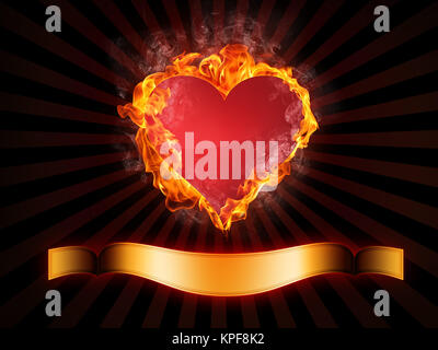 Cuore nel fuoco. Computer Grafica. Foto Stock