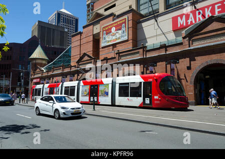 Light Rail tramcar fuori Paddy il mercato, Sydney, Nuovo Galles del Sud, Australia Foto Stock