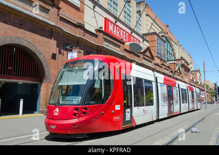 Light Rail tramcar fuori Paddy il mercato, Sydney, Nuovo Galles del Sud, Australia Foto Stock