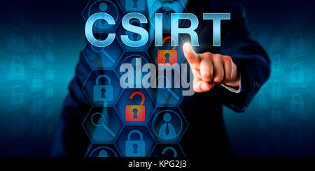 Security Manager CSIRT di pressatura Foto Stock