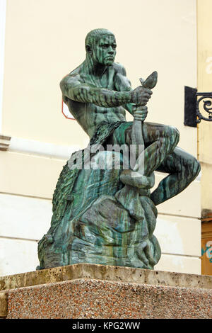 Fisherman con Snake, statua Foto Stock