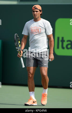 KEY BISCAYNE, FL - MARZO 28: Rafael Nadal durante il Sony Open a Crandon Park Tennis Center su Marzo 28, 2014 in Key Biscayne, Florida. Persone: Rafael Nadal Foto Stock