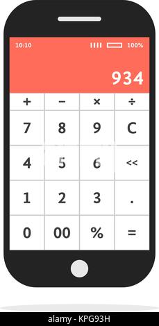 Calcolatrice mobile app in smart phone Illustrazione Vettoriale