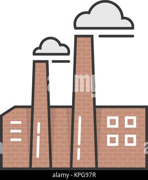 Semplice contorno brick factory icona Illustrazione Vettoriale