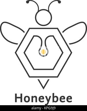 Honeybee come linea sottile logo Illustrazione Vettoriale