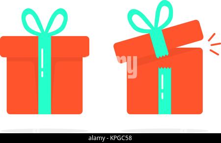 Rosso di aperto e di chiuso confezioni regalo Illustrazione Vettoriale