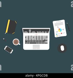 Office Workplace con gli oggetti Illustrazione Vettoriale