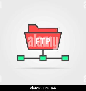 Colore del protocollo ftp icona semplice Illustrazione Vettoriale