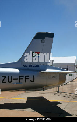 Atlas MB-326M Impala coda di aeromobili in Africa 2012 del settore aerospaziale e della difesa, airshow Waterkloof Airbase, Pretoria. Foto Stock